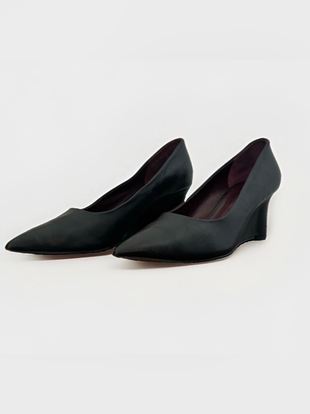 Franco Sarto Frankie Black Leather Wedge Pumps Size 10M